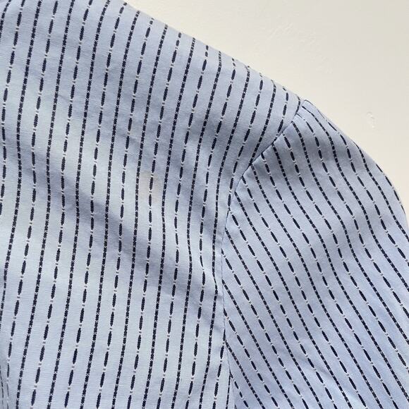 Caroline Costas Jacqueline Poof Sleeve Button Up Top Womens XS Blue Stripe - Picture 9 of 10